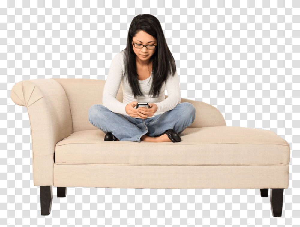 Tao Girl On Couch Download Girl On Couch, Sitting, Person, Human, Furniture Transparent Png