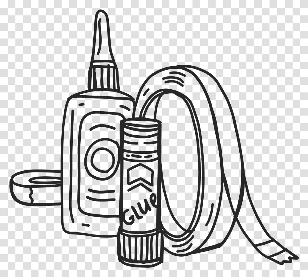 Tape Drawing For Free Download Glue And Tape Clipart, Horn, Brass Section, Musical Instrument, Architecture Transparent Png