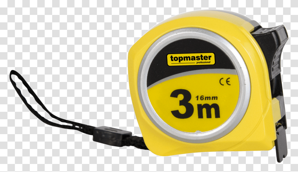 Tape Measureyellowmeasuring Instrumenttool Measure Tape Top, Helmet, Apparel, Stopwatch Transparent Png