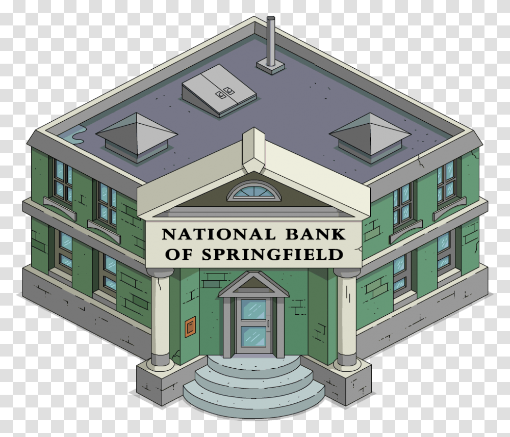 Tapped Out National Bank Of Springfield Simpsons Bank, Building, Housing, Neighborhood, Urban Transparent Png