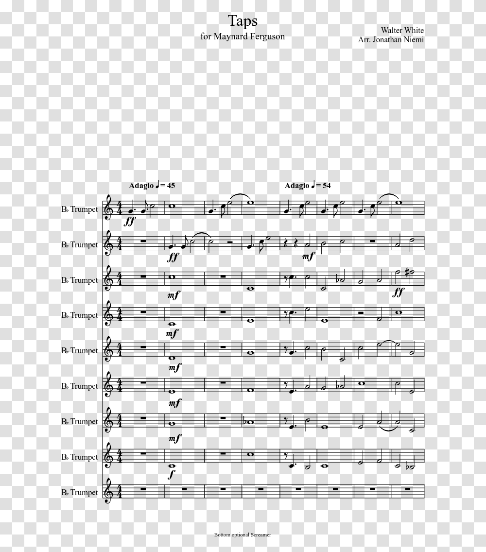 Taps Music Sheet For Flute, Gray, World Of Warcraft Transparent Png