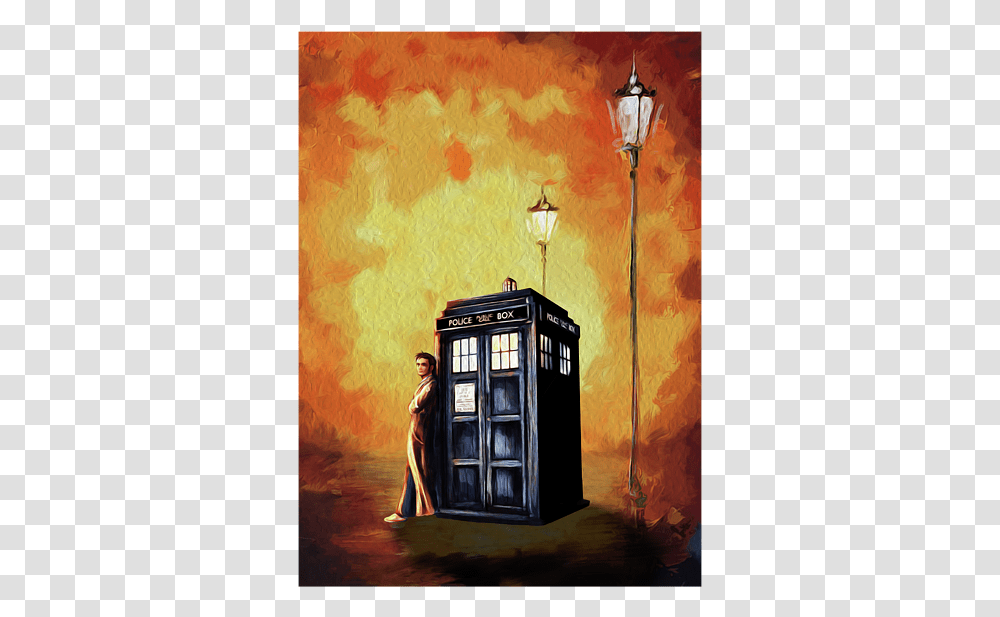 Tardis Doctor Who Art Painting, Person, Human, Phone Booth, Lamp Post Transparent Png