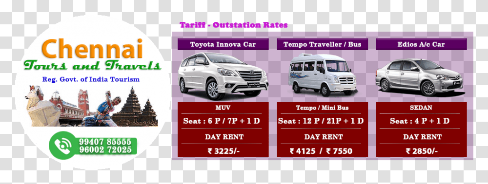 Tariff Outstation Rates Chennai Tours And Travels Travels In Chennai, Car, Vehicle, Transportation, Automobile Transparent Png