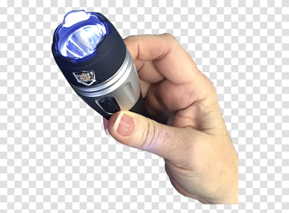 Taser Water Bottle, Person, Human, Flashlight, Lamp Transparent Png