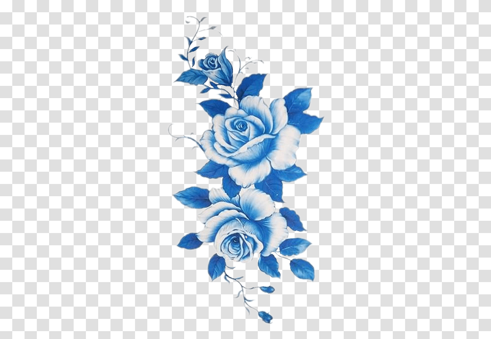 Tatoo Tatouage Bleu Blue Flower Sticker By Solanomie Dibujos De Rosa Azul, Graphics, Art, Floral Design, Pattern Transparent Png