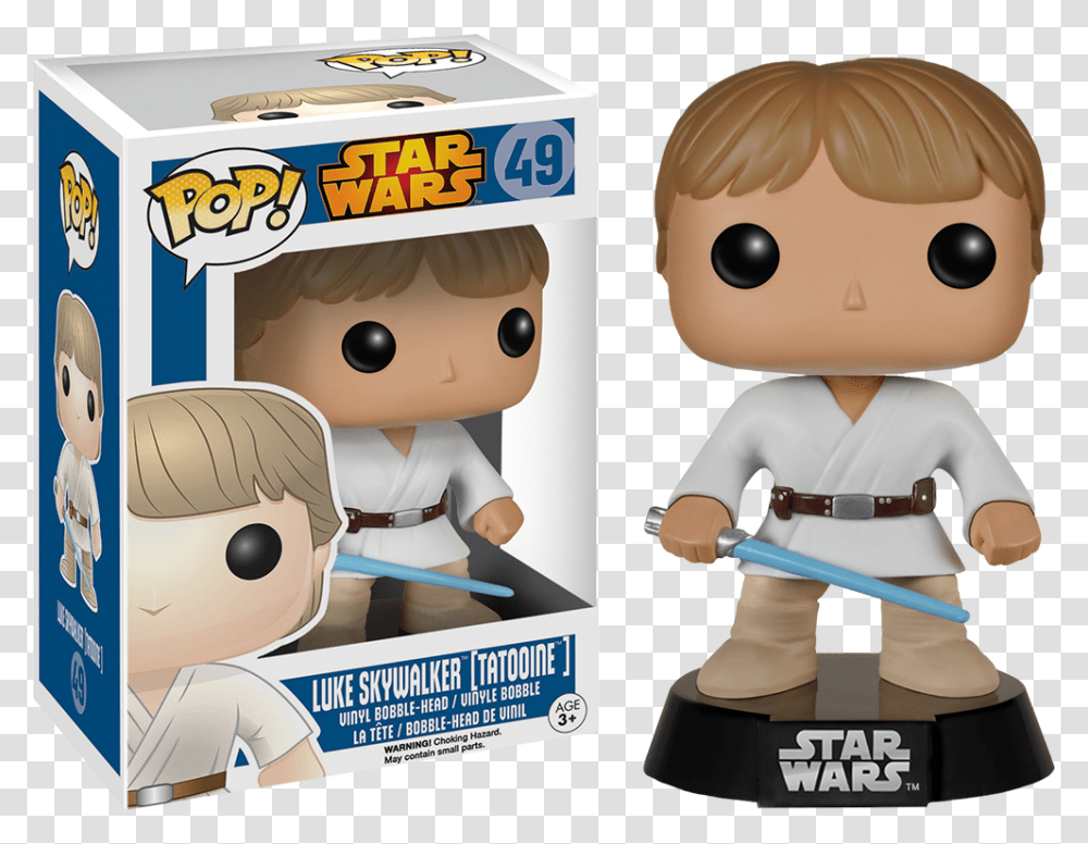 Tatooine Luke Skywalker Pop Vinyl Figure Non Mint Luke Skywalker Pop, Doll, Toy, Plush Transparent Png