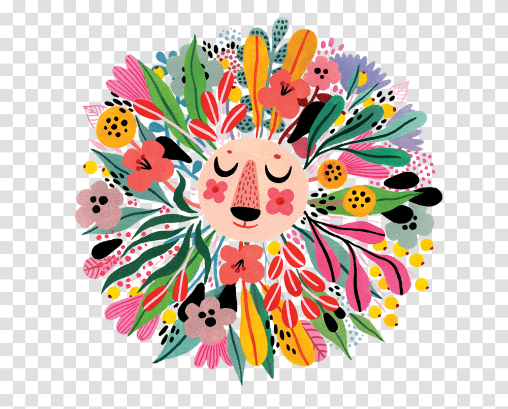 Tattly Floral Lion Tattoo Helen Dardik, Graphics, Art, Pattern, Floral Design Transparent Png