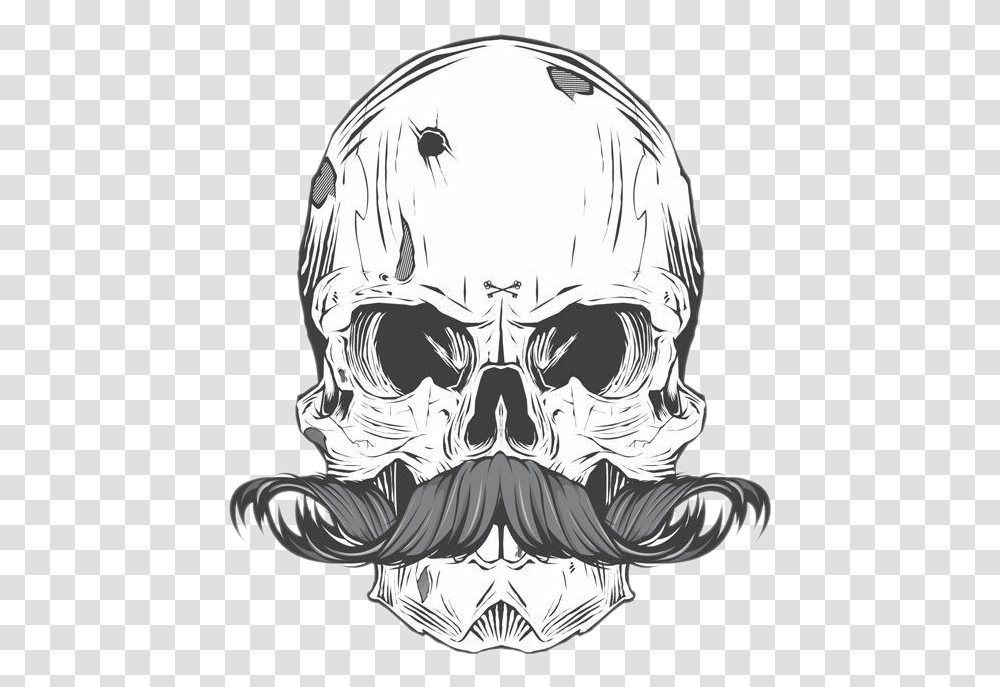 Tattoo Bearded Skull Calavera Finger Moustache Clipart Skull Moustache, Person, Human, Stencil, Drawing Transparent Png