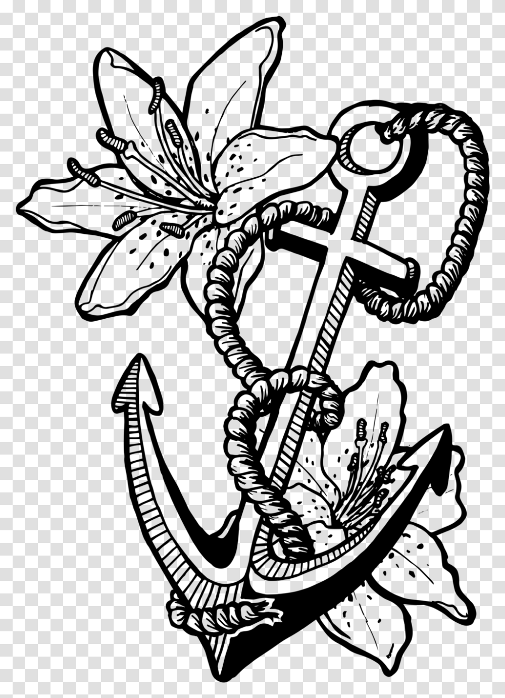 Tattoo Book White Lilies Transprent Free Anchor Coloring Pages, Gray, World Of Warcraft Transparent Png