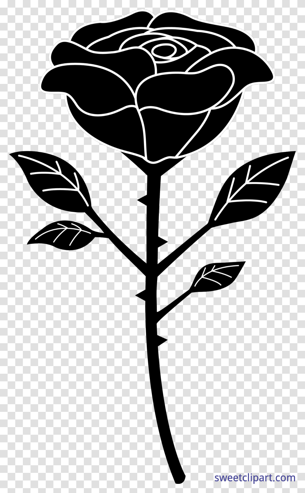 Tattoo Clip Art Rose Drawing Vector Graphics Black And White Rose Clipart, Plant, Stencil, Label Transparent Png