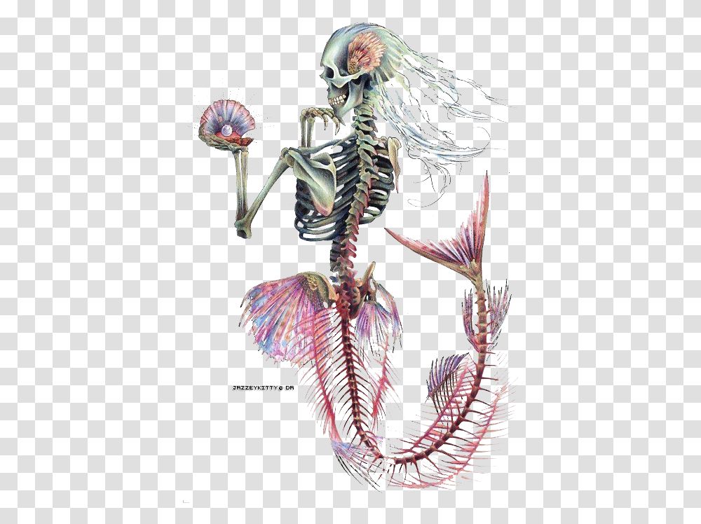Tattoo Designs Tattoo Ideas Mermaid Skeleton Skeleton Skeleton Mermaid, Flower, Plant, Blossom, Purple Transparent Png