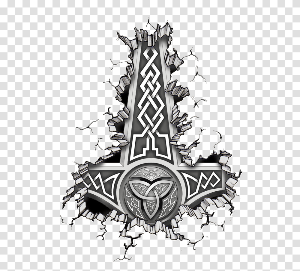 Tattoo Designs Thorquots Hammer Vikings Hammer Of Thor, Poster, Advertisement, Emblem Transparent Png