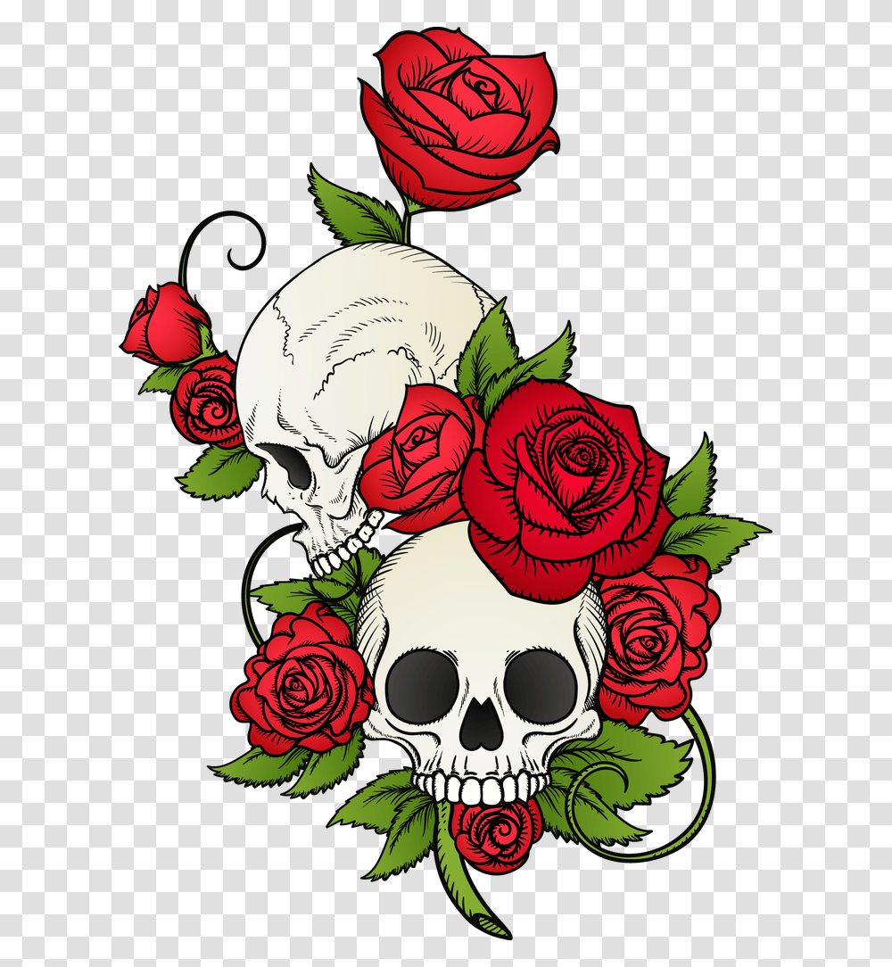 Tattoo Download Image Skull And Rose Drawing, Floral Design, Pattern Transparent Png