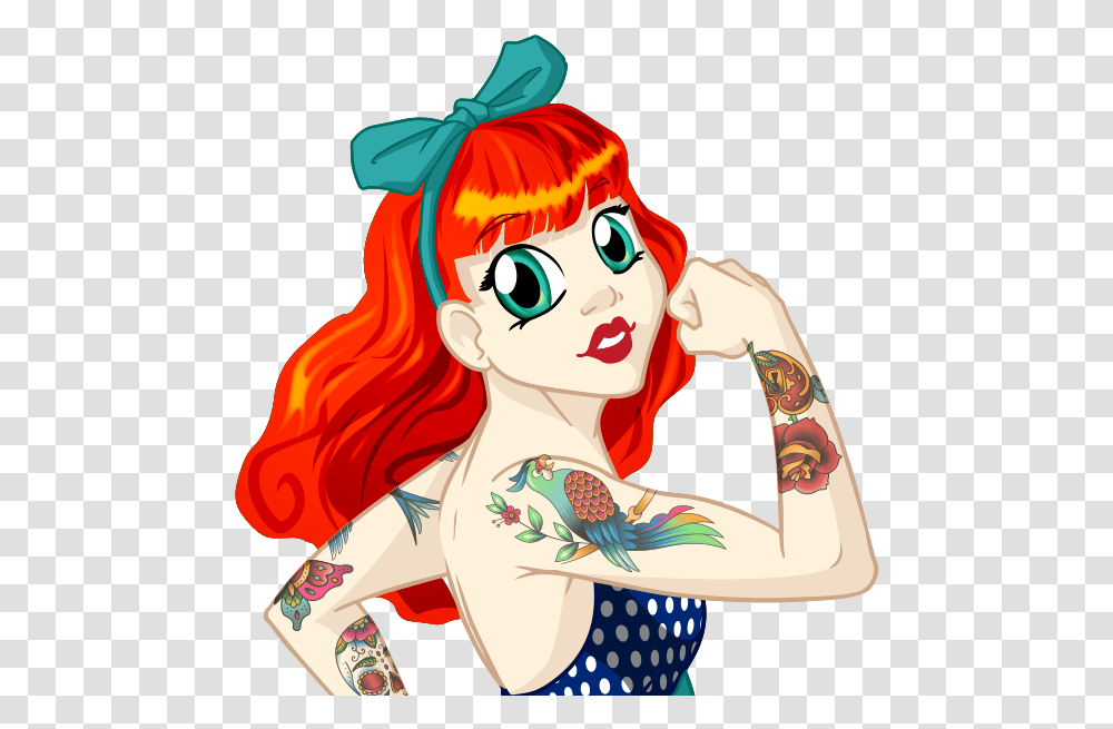 Tattoo Girl Stickers Illustration, Skin, Person, Human Transparent Png
