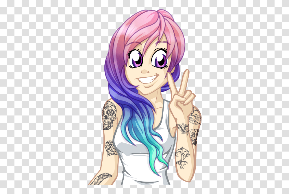 Tattoo Girl Stickers Love Girl Stickers, Skin, Person, Human, Hair Transparent Png