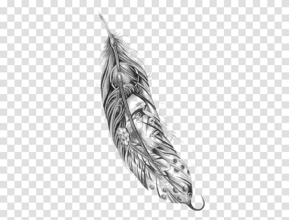 Tattoo Indian Apache Feather Blackart Tribal Cherokee Native American Tattoos, Skin, Person, Human, Drawing Transparent Png