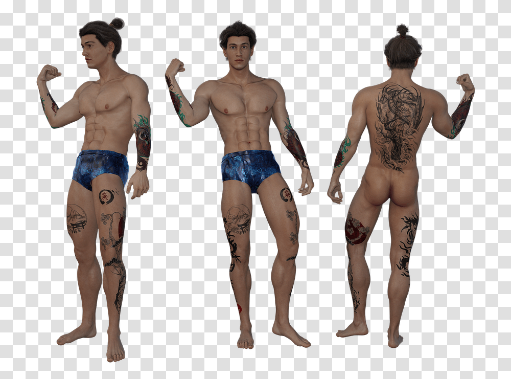 Tattoo Man Male Muscles Model Sexy Fitness Abs Barechested, Skin, Person, Human, Back Transparent Png