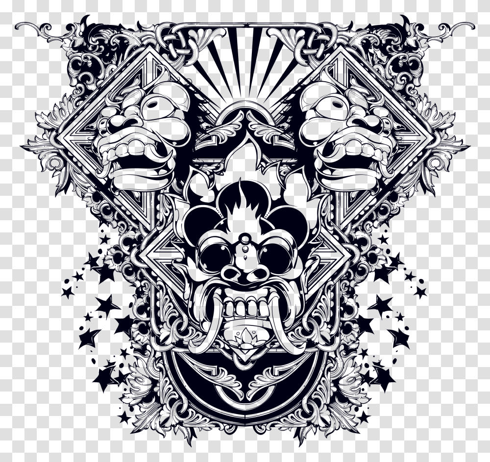 Tattoo Monster Pattern Demon T Shirt Black Clipart Demon Tattoo, Painting, Floral Design Transparent Png
