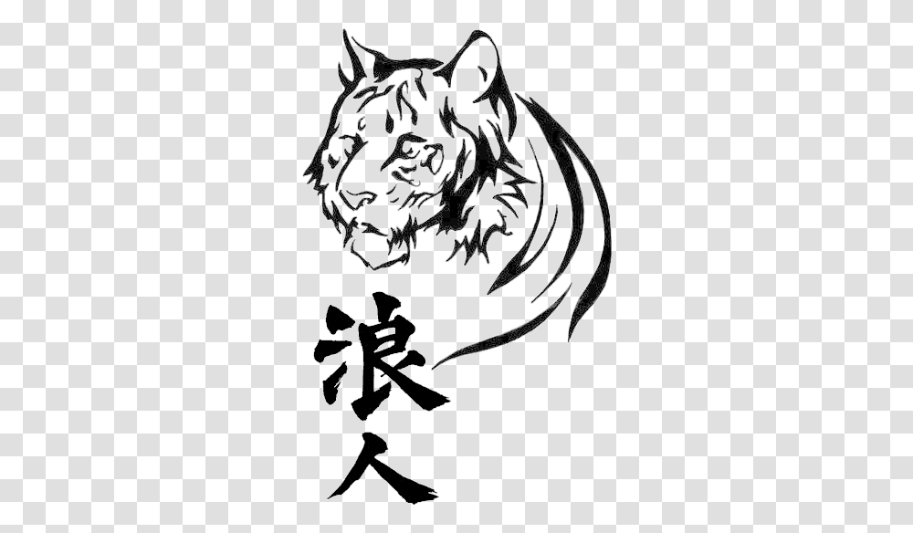 Tattoo Of Tiger, Dragon, Stencil, Statue, Sculpture Transparent Png