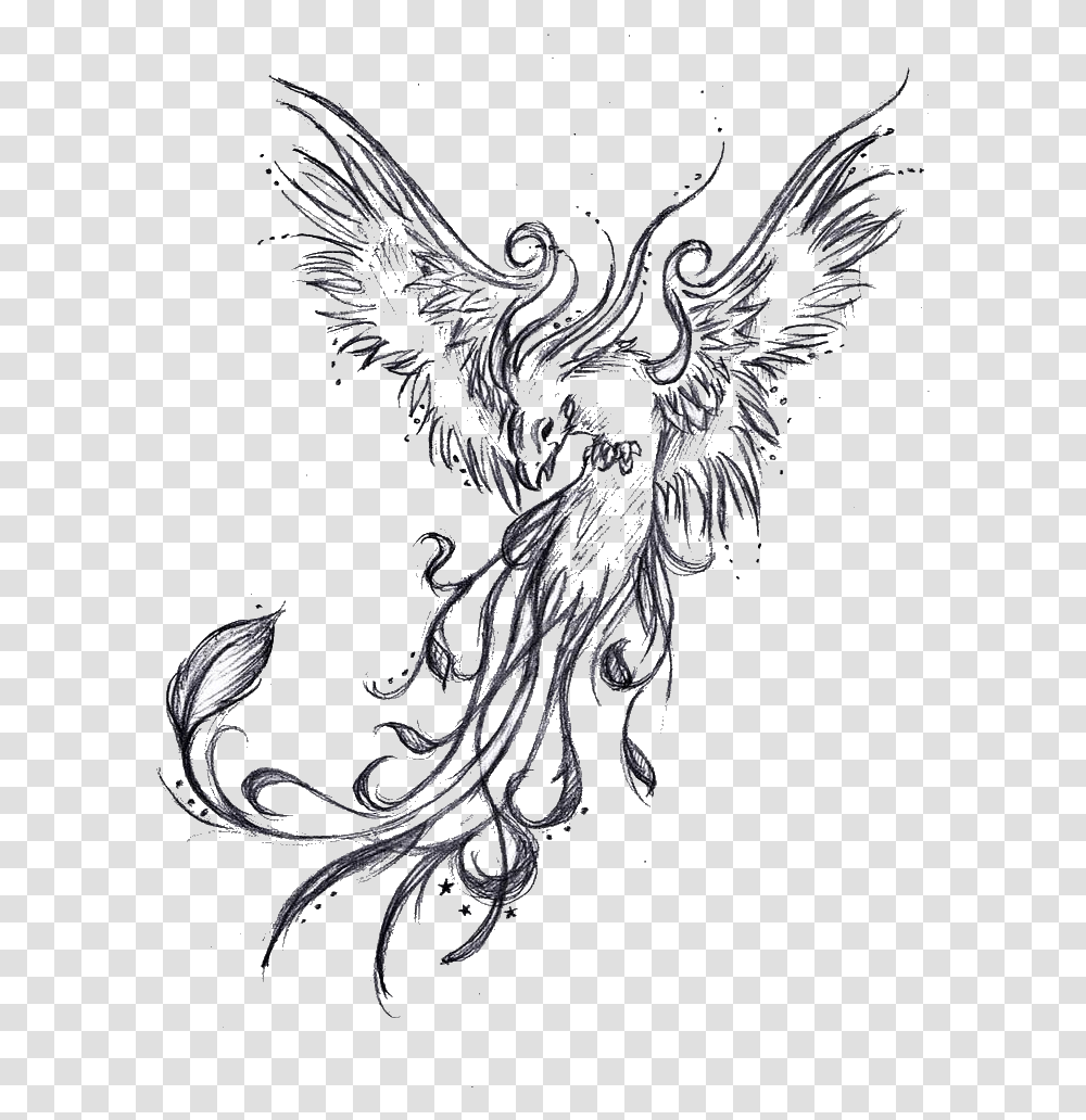 Tattoo Phoenix Sleeve Legendary Drawing Creature Clipart Phoenix Rising Tattoo Designs, Emblem, Stencil Transparent Png