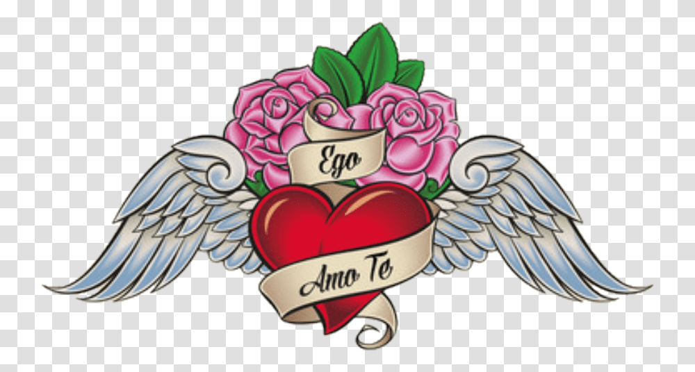 Tattoo Wings Heart Memory Wings Heart Tattoo Transparent Png