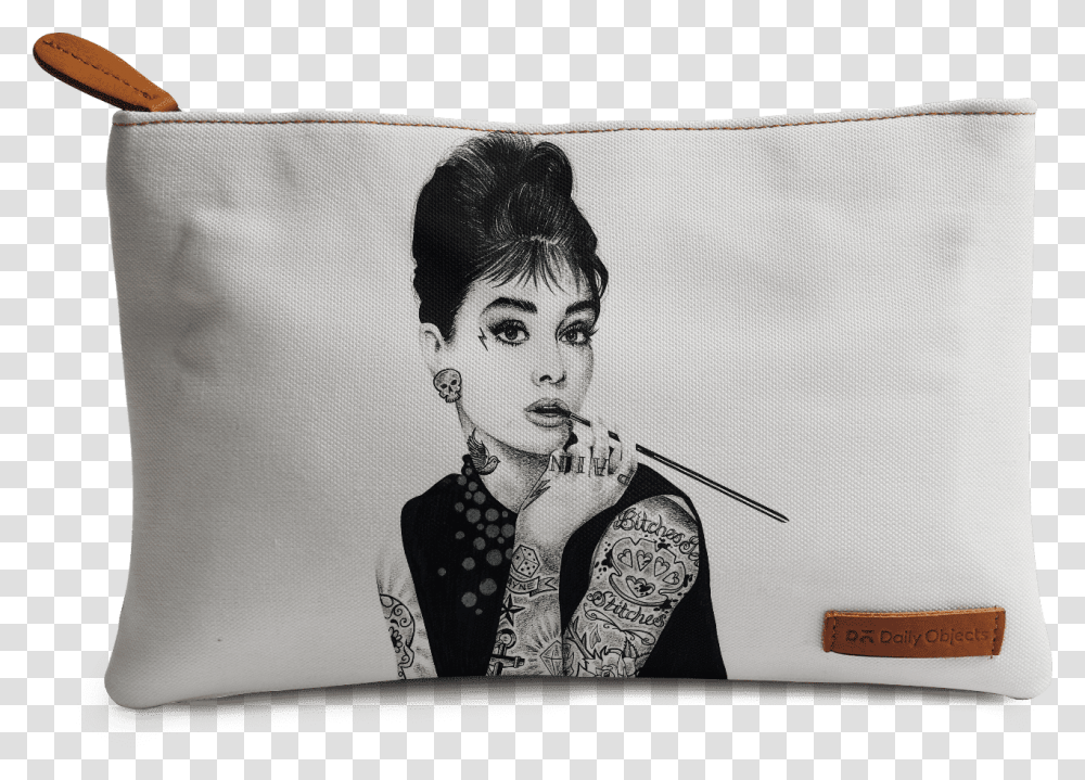 Tattooed Audrey Hepburn Print, Pillow, Cushion, Person, Human Transparent Png
