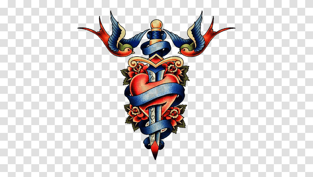 Tattoos Logos For Wwe 2k Games Smackdown Tattoo Old School Tattoo Heart Knife, Architecture, Building, Emblem, Symbol Transparent Png
