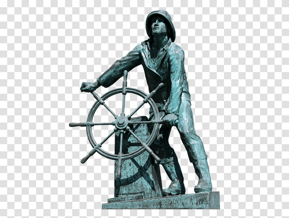 Tax Man Steering Wheel Captain Sailors Ship Leader Fisherman's Memorial, Statue, Sculpture, Person Transparent Png
