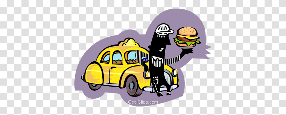 Taxi Driver Taking Lunch Break Royalty Free Vector Clip Art, Car, Vehicle, Transportation, Automobile Transparent Png