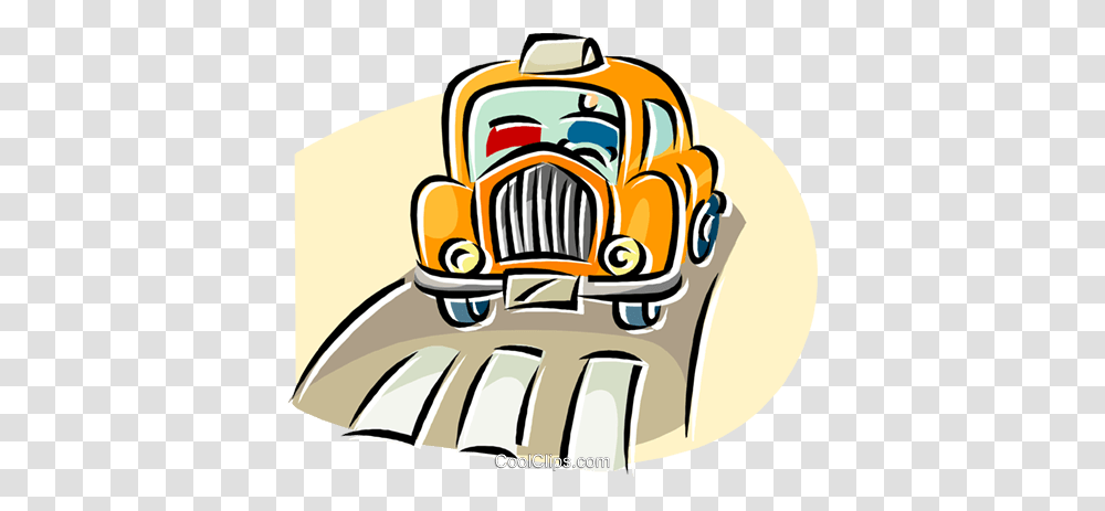 Taxi Driving Down The Road Royalty Free Vector Clip Art, Vehicle, Transportation, Car, Automobile Transparent Png