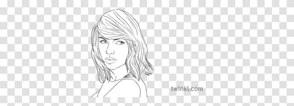 Taylor Swift Black And White Illustration Twinkl Angry Teacher Black And White, Person, Human, Drawing, Art Transparent Png