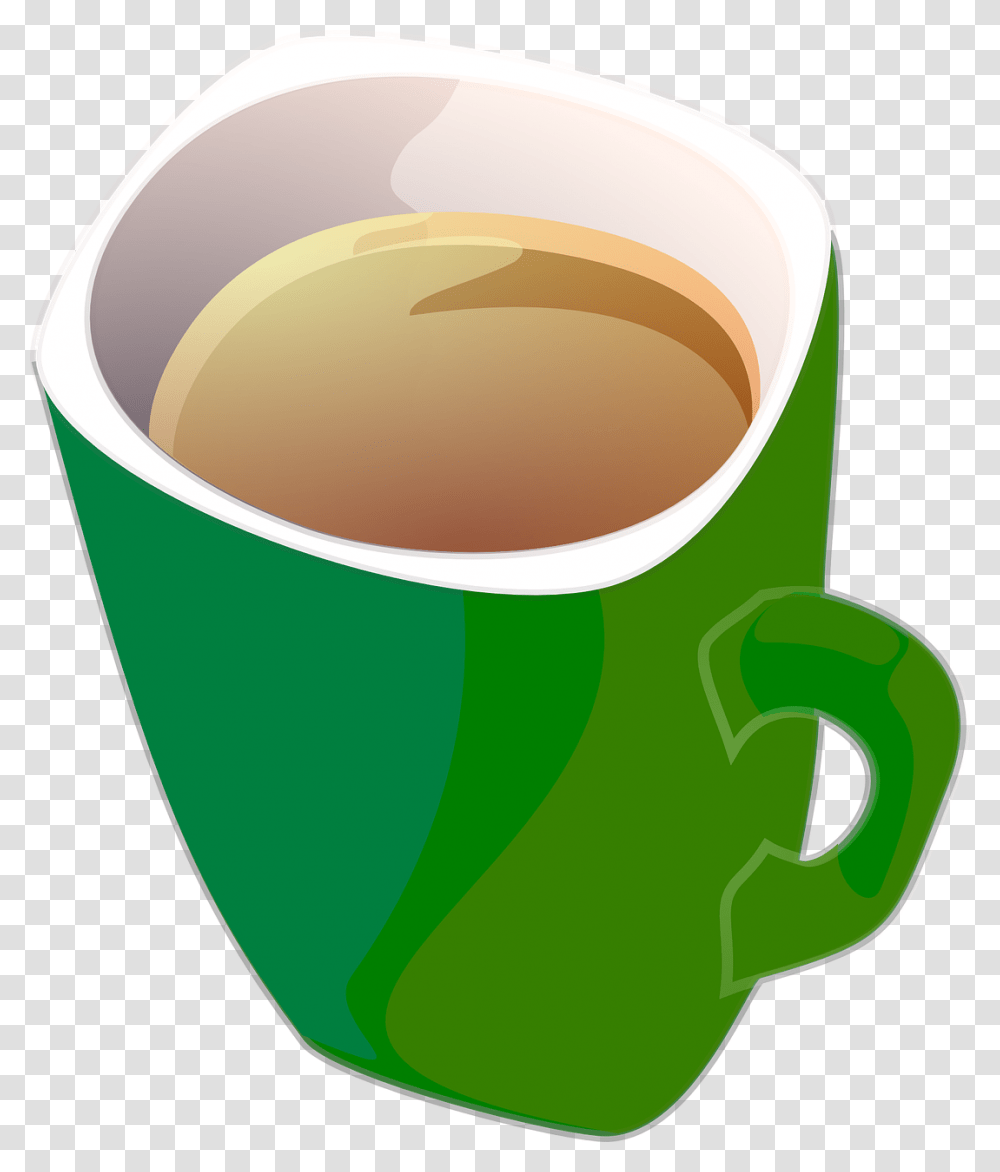 Taza De Caf Taza De T Copa Caf T Beber Taza Green Coffee Mug Clipart, Coffee Cup, Tape, Beverage, Drink Transparent Png