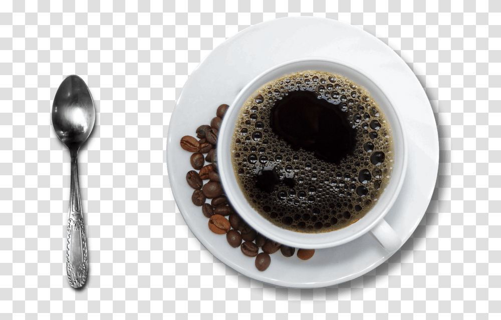 Taza De Caf Y Cuchara Background Black Coffee, Coffee Cup, Spoon, Cutlery, Espresso Transparent Png