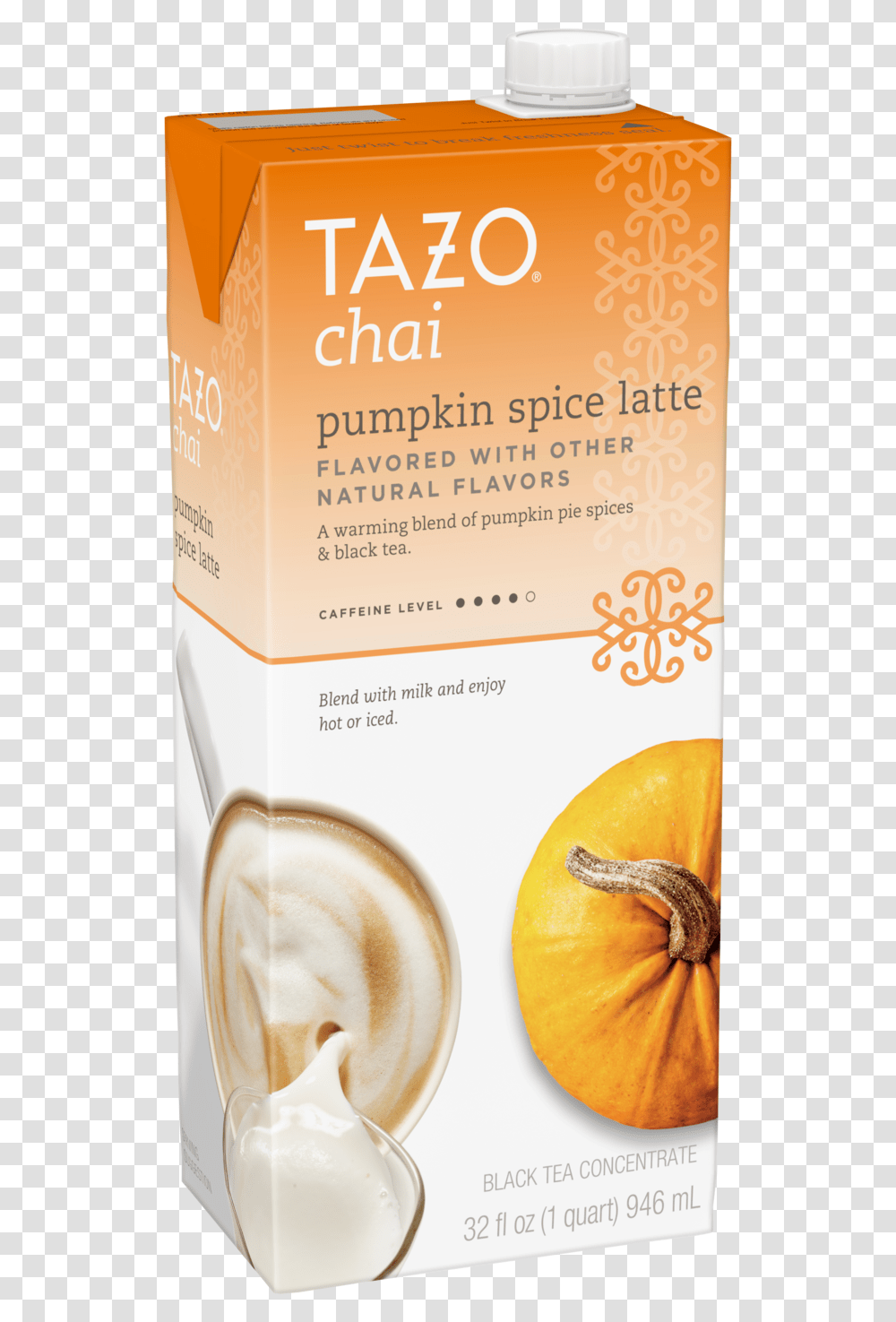 Tazo Chai Pumpkin Spice Latte 32oz Tazo, Plant, Food, Fruit, Beverage Transparent Png