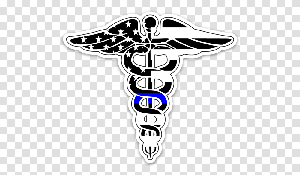 Tbl Flag Caduceus Printed Decal Doctor Medical Staff Symbol, Emblem, Logo, Trademark, Label Transparent Png