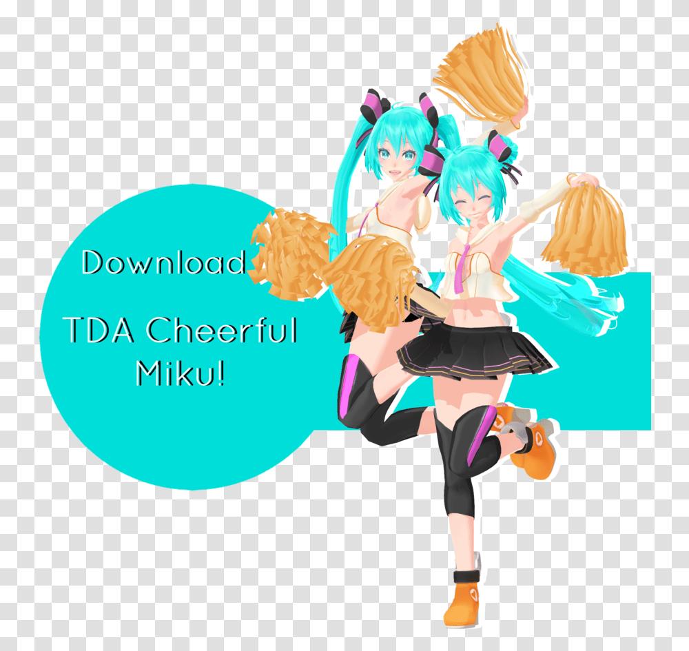 Tda Cheerful Miku Download By Ohbey Mmd Pom Poms, Person, Dance, Leisure Activities, Girl Transparent Png