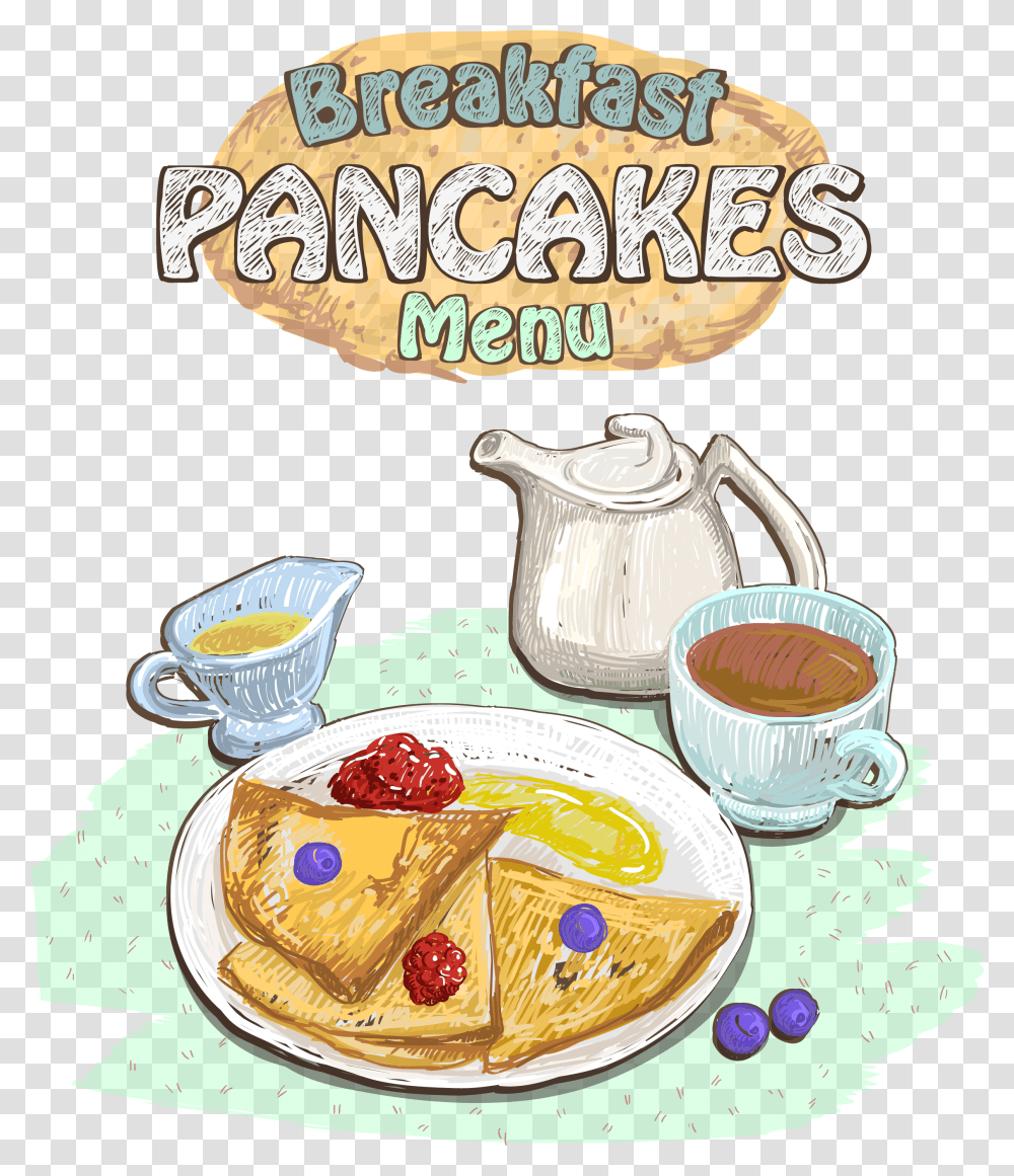 Tea Coffee Breakfast Pancake Croissant, Jug, Pottery, Food, Bread Transparent Png