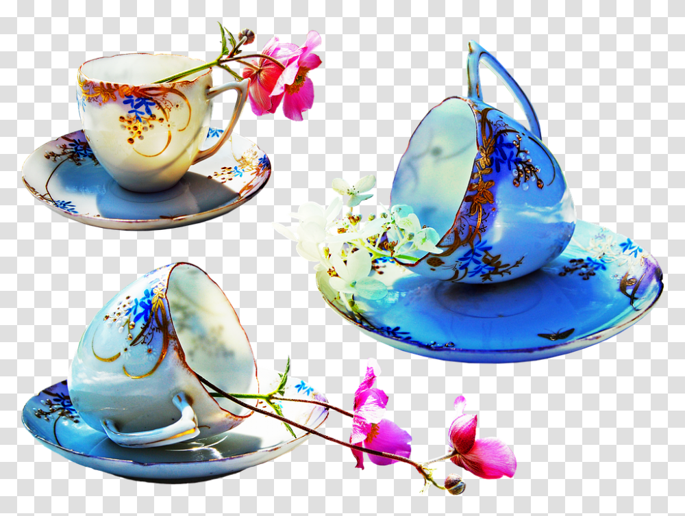 Tea Cups Flowers In Cup Flower Teacup, Saucer, Pottery, Coffee Cup, Plant Transparent Png