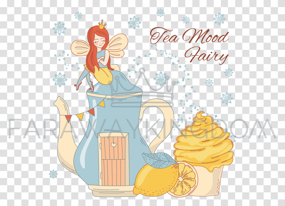 Tea Mood Fairy Sweet Dessert Princess Vector Illustration Fabric, Can, Tin, Pottery, Watering Can Transparent Png