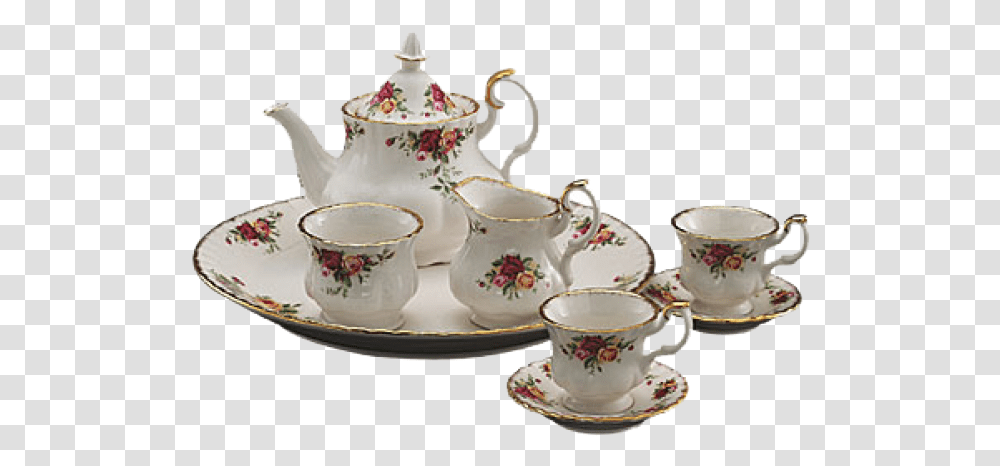 Tea Set Images Royal Albert Old Country Roses Tea Set, Pottery, Saucer, Wedding Cake, Dessert Transparent Png