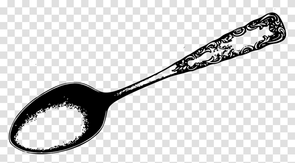 Tea Spoon Vintage Retro Silverware Dessert Eat Sendok Black And White Clipart, Gray, World Of Warcraft Transparent Png