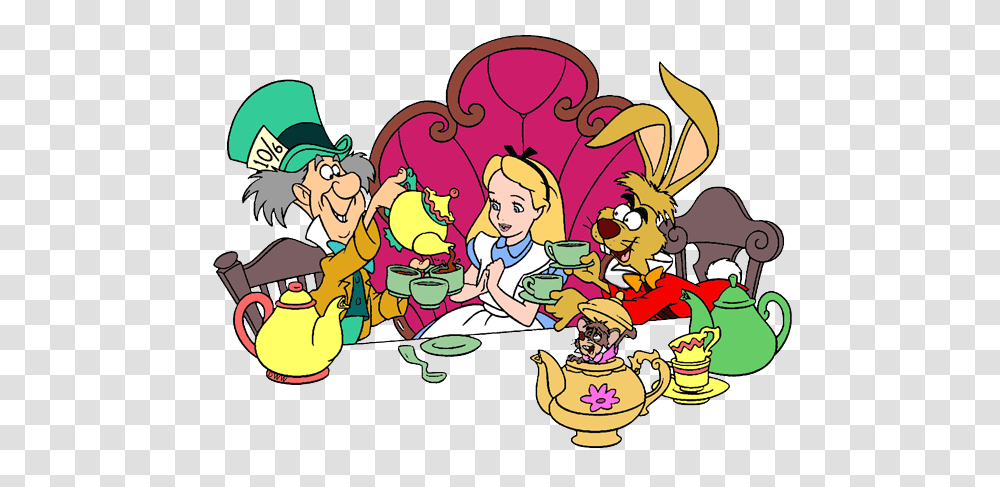 Tea Time Clipart Alice In Wonderland, Crowd, Doodle, Drawing Transparent Png