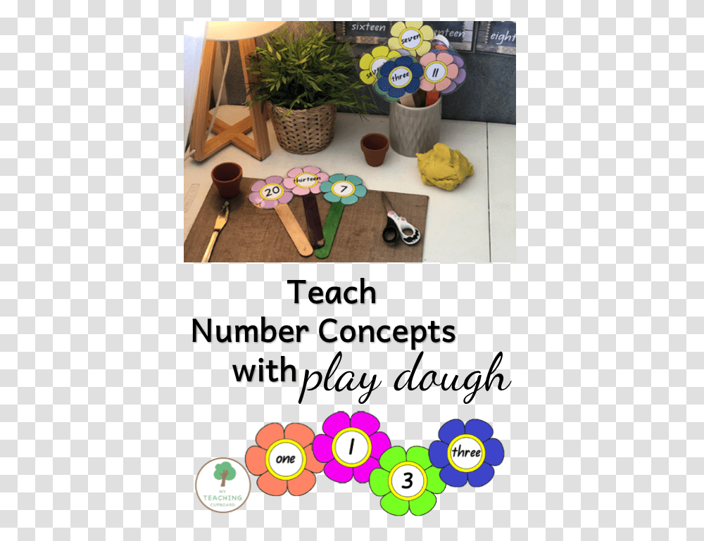 Teach Number Concepts With Play Dough Floral Design, Basket, Table, Furniture Transparent Png