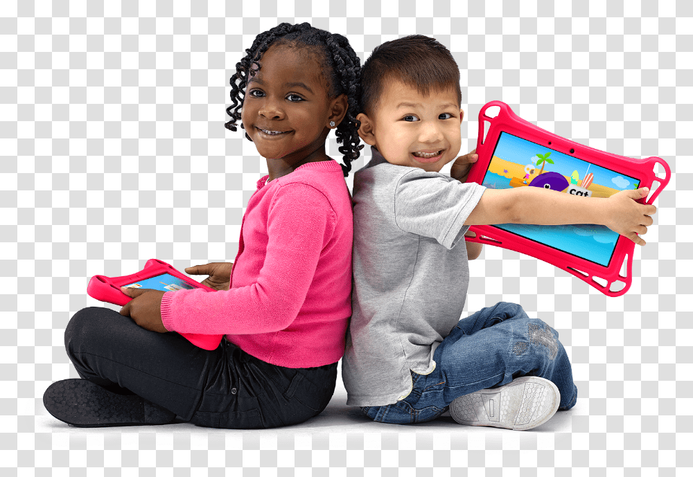 Teacher And Preschool Child Playing On A Hatch Tablet Sitting, Person, Female, Girl Transparent Png