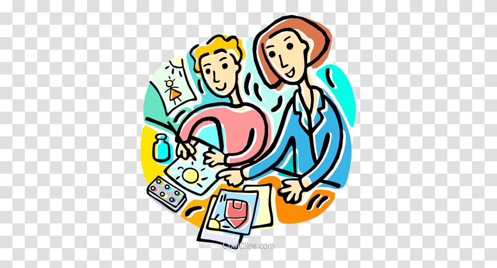 Teacher And Student Working Clipart, Drawing, Doodle Transparent Png