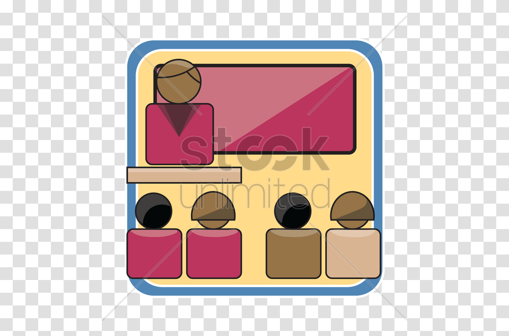 Teacher And Students In Classroom Vector Image, Furniture, Label, Cabinet Transparent Png