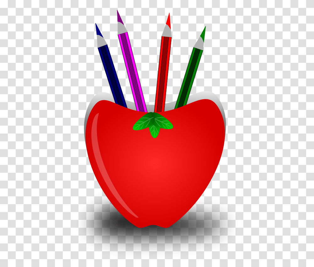 Teacher Apple And Pencil Pencil Stand Clipart, Plant, Food, Vegetable Transparent Png