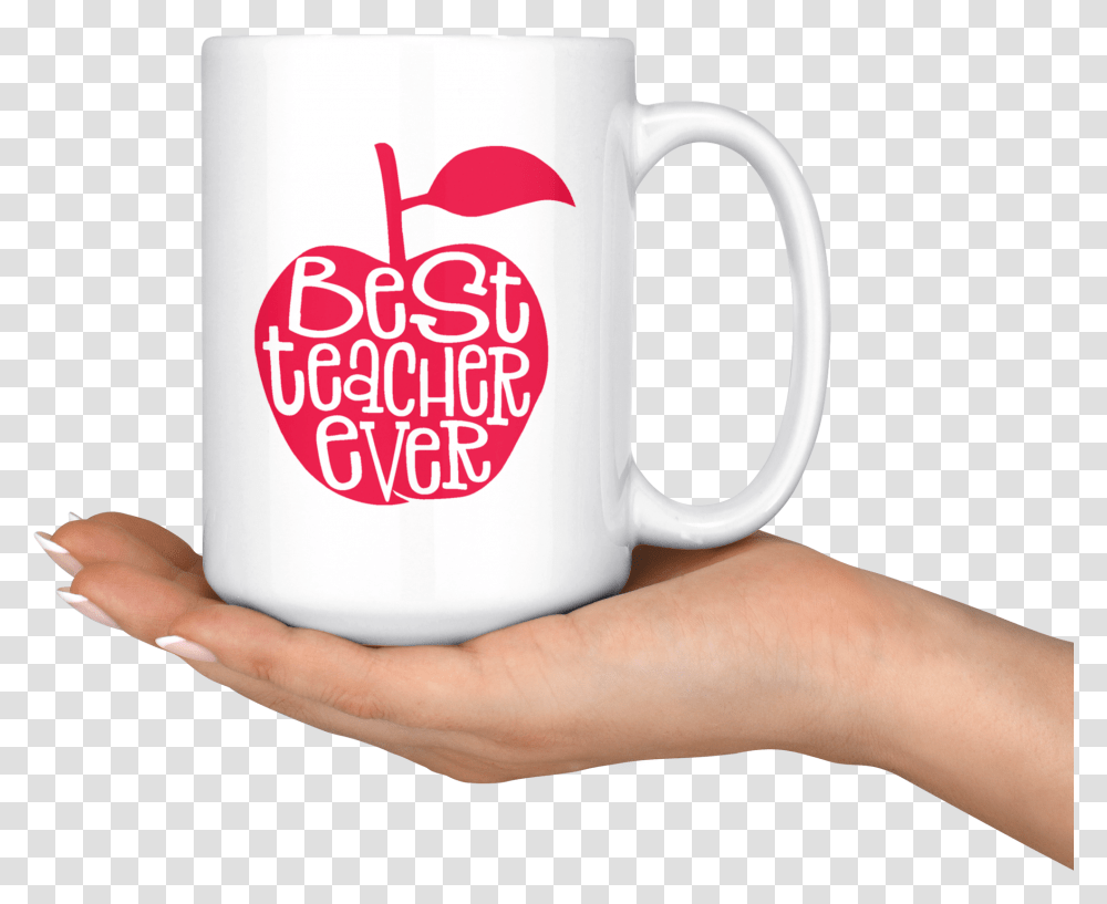 Teacher Apple Mug, Coffee Cup, Person, Human, Finger Transparent Png