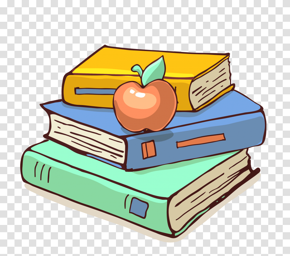 Teacher Books Holding Apple Extra Stacks Clip Art, Bulldozer, Tractor, Vehicle Transparent Png