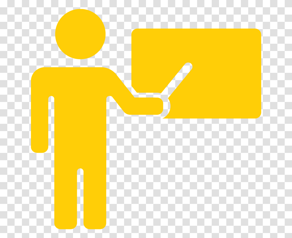 Teacher Icon Grey Download Workshop Icon Yellow, Sign, Road Sign, Hand Transparent Png